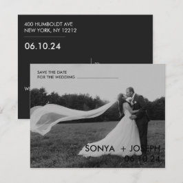 Minimale trouwfoto save the date-kaarten