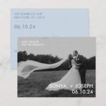 Minimale trouwfoto save the date-kaarten