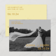 Minimale trouwfoto save the date-kaarten