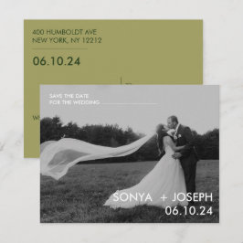 Minimale trouwfoto save the date-kaarten