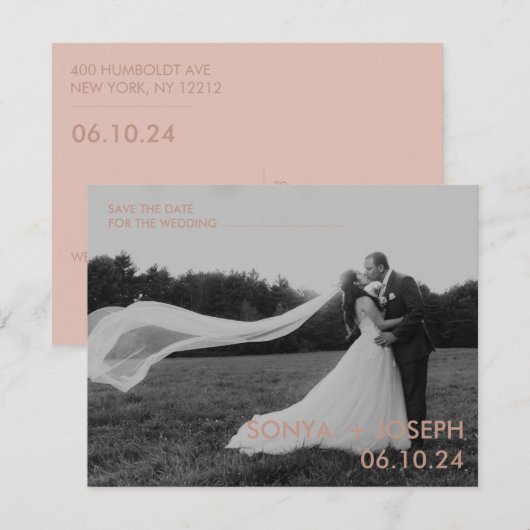 Minimale trouwfoto save the date-kaarten (Voorkant / Achterkant)