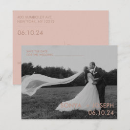 Minimale trouwfoto save the date-kaarten