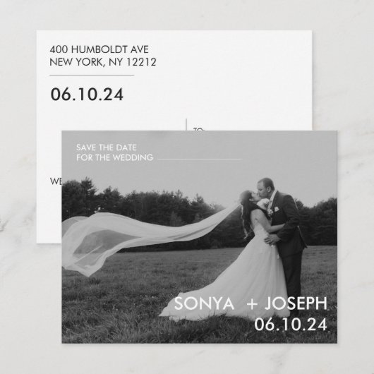 Minimale trouwfoto save the date-kaarten (Voorkant / Achterkant)