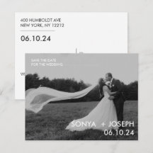 Minimale trouwfoto save the date-kaarten