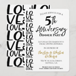 Minimale trouwjubileum dinerfeest kaart