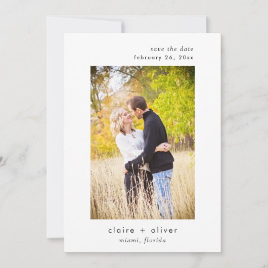 Minimale trouwkaart Save The Date foto kaart (Voorkant)