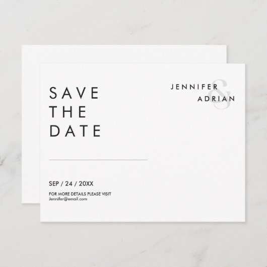 Minimale trouwkaart Save the Date-kaarten (Voorkant / Achterkant)