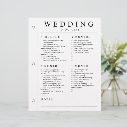 Minimale Trouwplanner 4 Maanden - 1 Week Pagina (Staand voorkant)