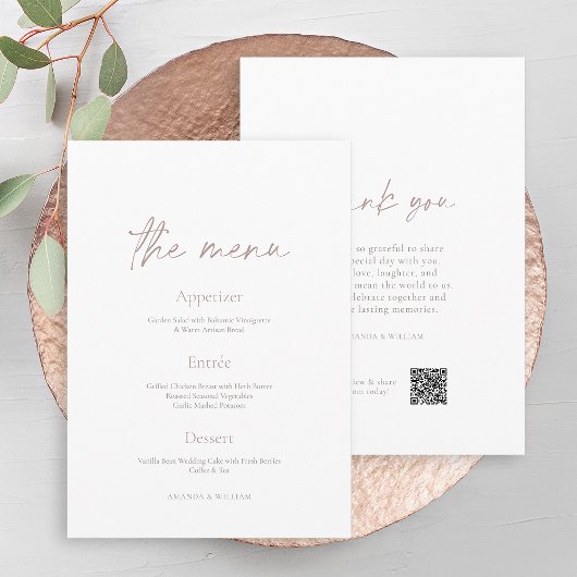 Minimale Trouwreceptie Menu Kaart