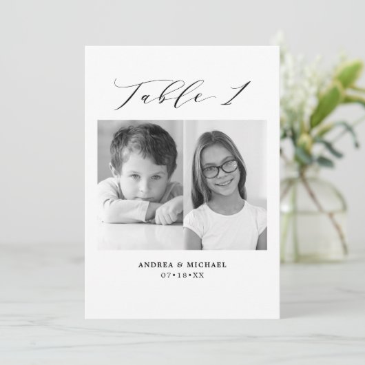 Minimale trouwtafel 1 Nummer en Afbeelding-kaart Aankondiging (Staand voorkant)