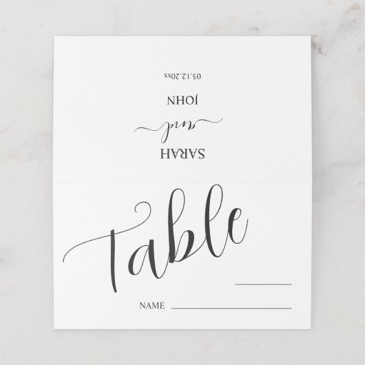 Minimale Trouwtafel Nummer Plaats Kaart Plaatskaartje (Buitenkant ongevouwen)