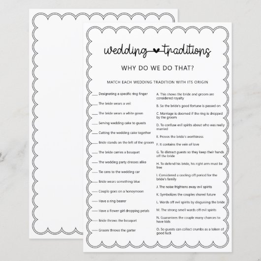 Minimale trouwtradities, bruidedoudespel (Voorkant / Achterkant)