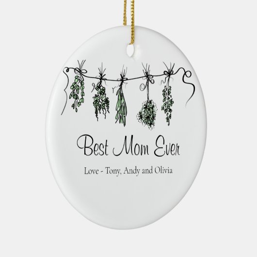 Minimale Tuin Kruiden Beste Moeder Ooit Keramisch Ornament (Rechts)