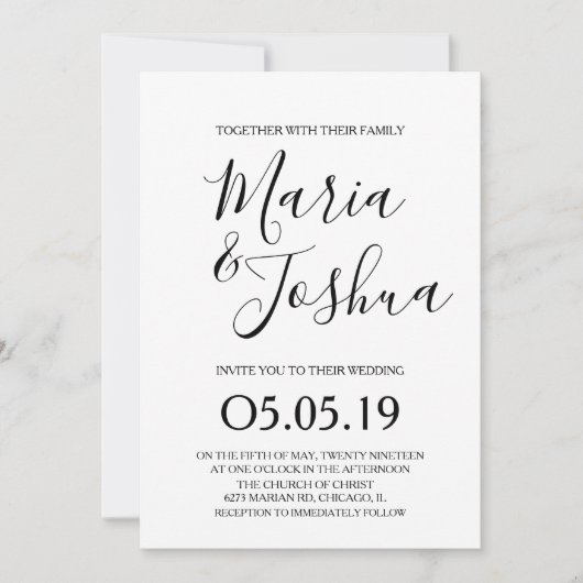 Minimale Tulp Floral Botany Wedding Kaart (Voorkant)