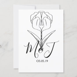 Minimale Tulp Floral Botany Wedding Kaart