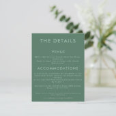 Minimale turquoise trouwdetails uitnodiging (Staand voorkant)