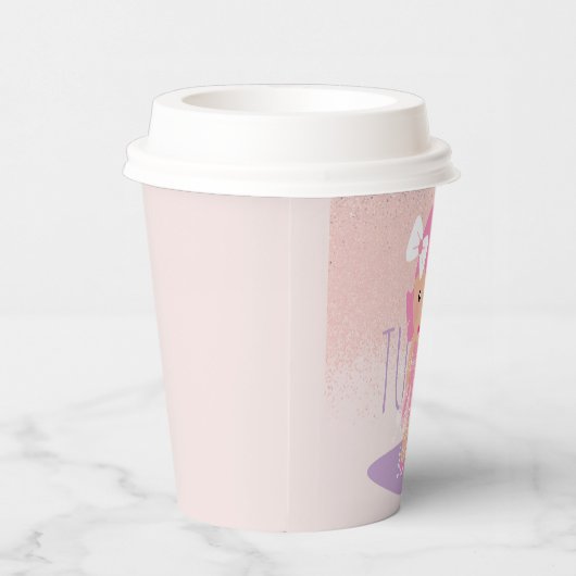 Minimale Tutu Girl's Birthday Cartoon Roze Glitter Papieren Bekers (Rechts)