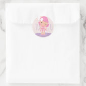 Minimale Tutu Girl's Birthday Cartoon Roze Glitter Ronde Sticker (Tas)
