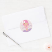 Minimale Tutu Girl's Birthday Cartoon Roze Glitter Ronde Sticker (Envelop)