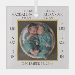 Minimale Tweeling Baby Naam Geboortestatistieken F Glas Ornament