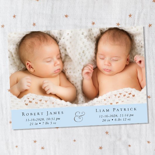 Minimale Twin Baby Boys Photo Collage Aankondiging