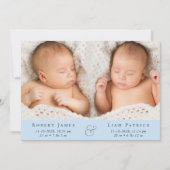 Minimale Twin Baby Boys Photo Collage Aankondiging (Voorkant)