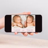 Minimale Twin Baby Girls Foto Collage Aankondiging