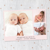Minimale Twin Baby Girls Foto Collage Aankondiging