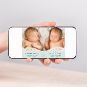 Minimale Twins Photo Collage Mint Green Aankondiging