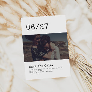 Minimale typemachine Sla de datumfoto op Save The Date