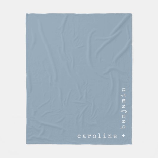 Minimale typemachine Typografie Hoeknaam Blauw Fleece Deken (Voorkant)