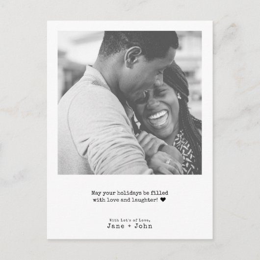 Minimale Typewriter Vrolijke Kerstfoto Feestdagenkaart (Voorkant)