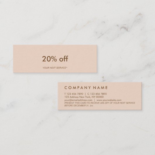 Minimale typische kleine pastel-minikaart mini visitekaartje (Voorkant / Achterkant)