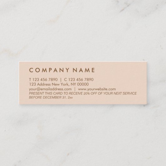 Minimale typische kleine pastel-minikaart mini visitekaartje (Achterkant)