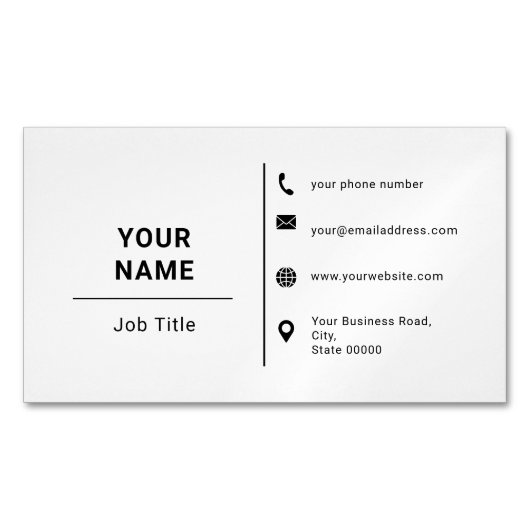 Minimale typografie, aangepast Logo zwart-wit en w Magnetisch Visitekaartje (Voorkant)