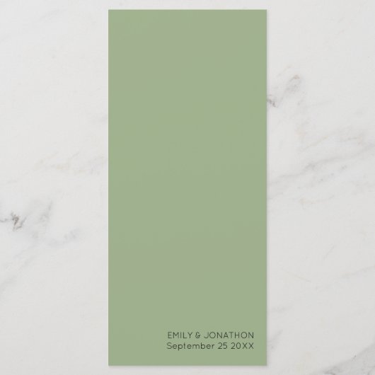 Minimale typografie Aanpassen Sage Groen Menu (Achterkant)