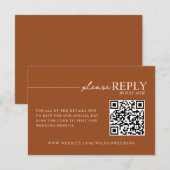 Minimale typografie aarde toon terracotta QR RSVP (Voorkant / Achterkant)