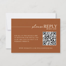 Minimale typografie aarde toon terracotta QR RSVP Kaartje