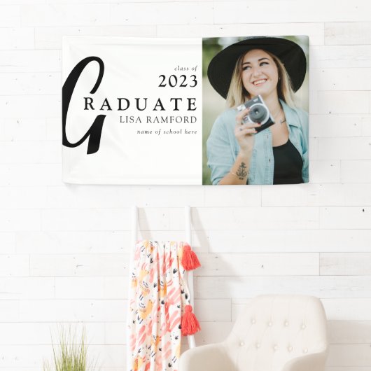 Minimale Typografie Afstuderen Foto Afstuderen Spandoek (Insitu)