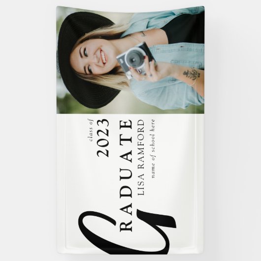 Minimale Typografie Afstuderen Foto Afstuderen Spandoek (Verticaal)