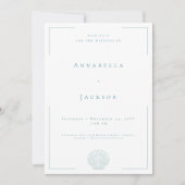 Minimale typografie Aqua & White Shell Wedding Kaart (Voorkant)
