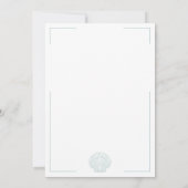 Minimale typografie Aqua & White Shell Wedding Kaart (Achterkant)