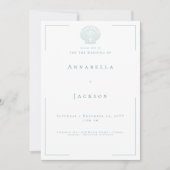 Minimale typografie Aqua & White Shell Wedding Kaart (Voorkant)