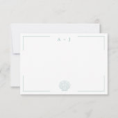 Minimale typografie Aqua & White Shell Wedding Save The Date (Achterkant)