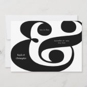 Minimale Typografie Black Ampersand Wedding Photo Save The Date (Voorkant)