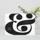 Minimale Typografie Black Ampersand Wedding Photo Save The Date (Staand voorkant)