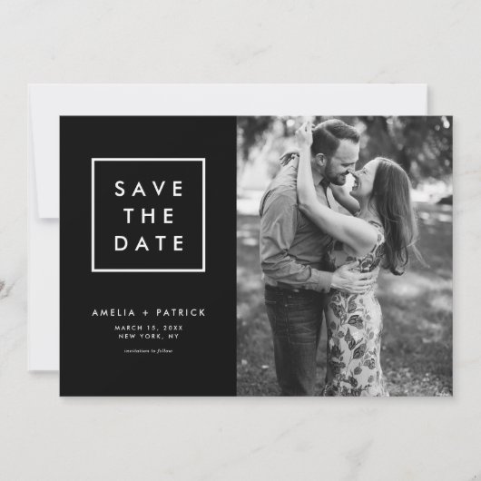Minimale Typografie Black en White Photo Save The Date (Voorkant)
