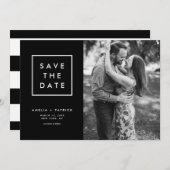Minimale Typografie Black en White Photo Save The Date (Voorkant / Achterkant)