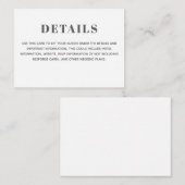 Minimale Typografie Black White - basisgegevens Informatiekaartje (Voorkant / Achterkant)