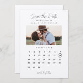 Minimale Typografie Calendar Photo Wedding Save The Date (Voorkant / Achterkant)
